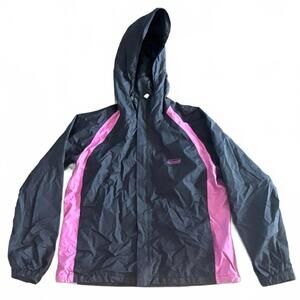 Coleman Black and Pink Hooded Windbreaker Jacket Size Large Xl Women's